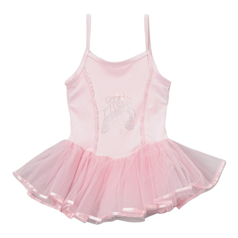 Girls Pink Ballet Slipper Applique Skirted Dance Leotard 12M-10 - SophiasStyle.com